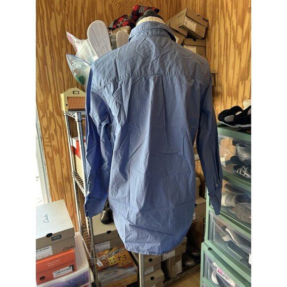 Everlane Womens Button Down Cotton Collared Blouse Corporate Work Blue Sz 12 - Picture 6 of 8